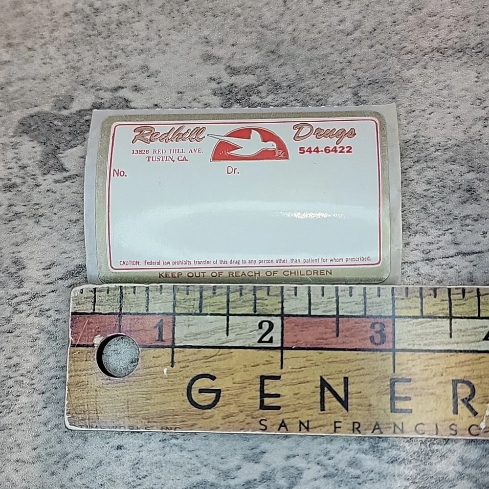Vintage Rx prescription labels Unused pharmacy labels ephemera Redhill Drugs